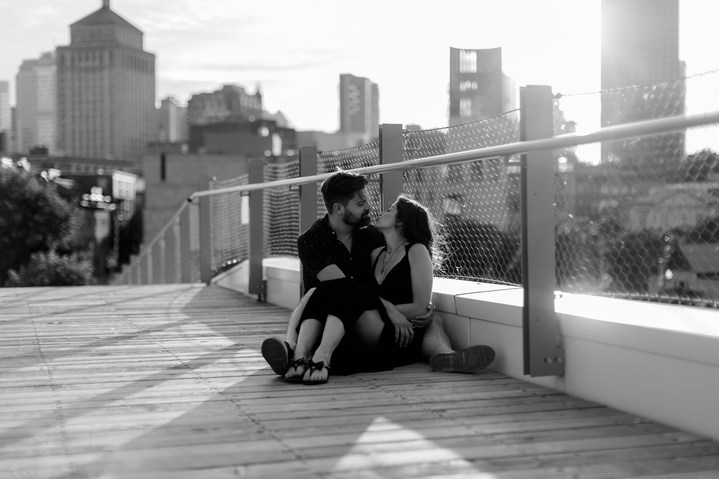 montreal old port sunset photo session sitting at quai