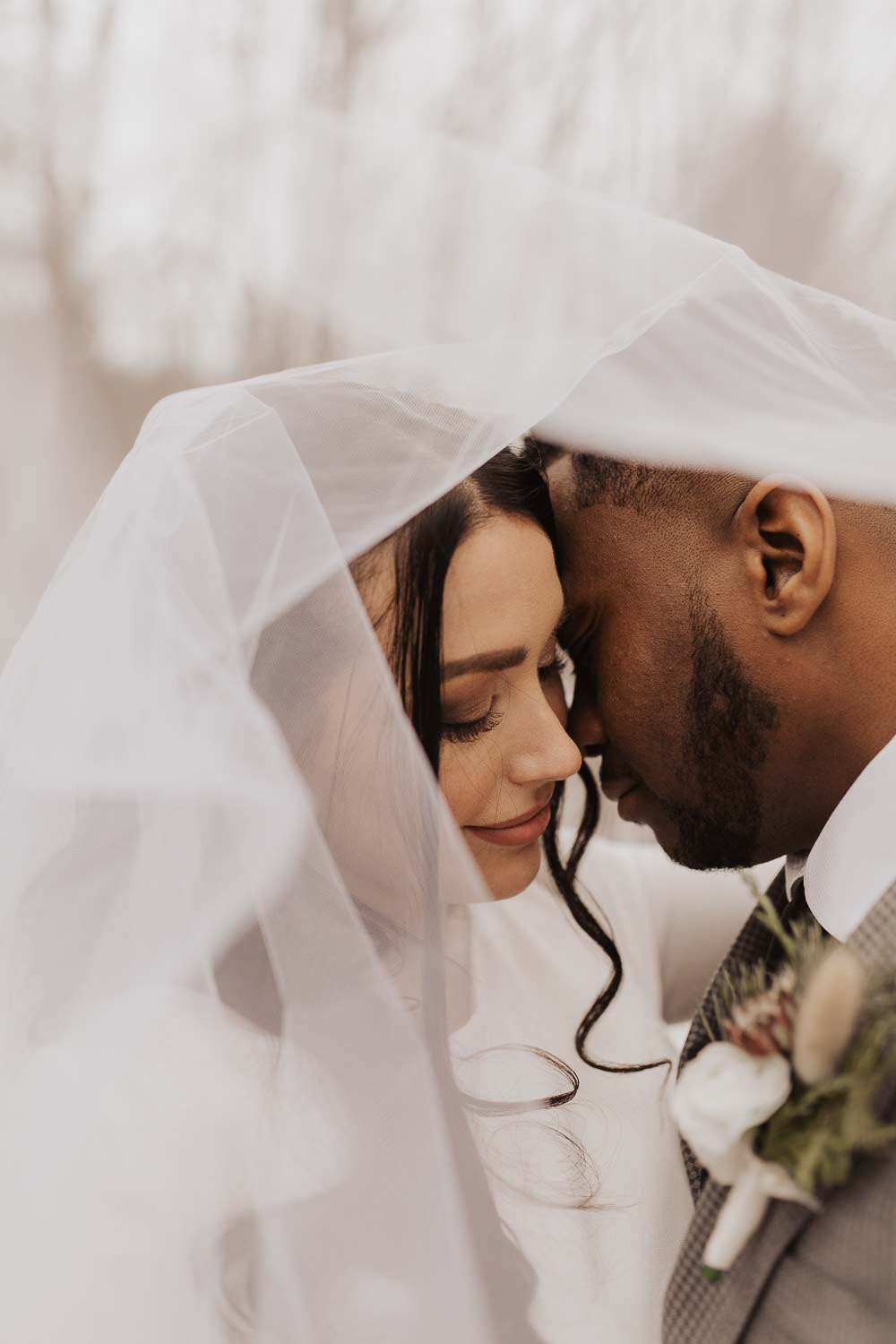 wedding veil close up couples shoot bridal portraits